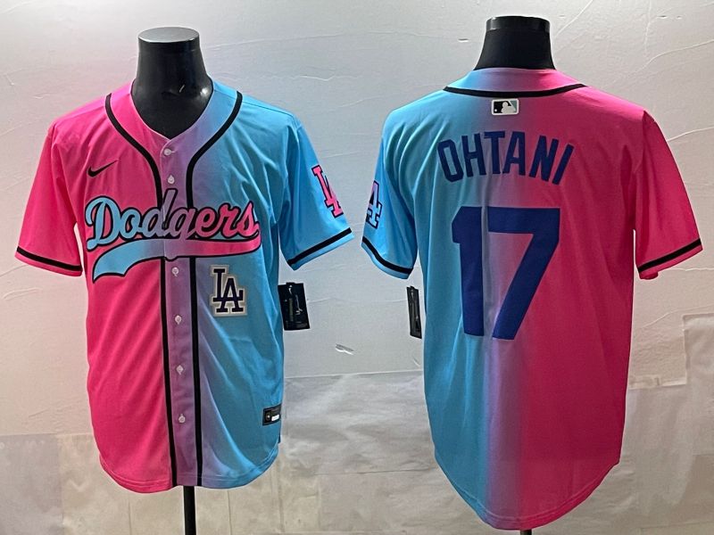 Men Los Angeles Dodgers #17 Ohtani Blue pink Game 2025 Nike MLB Jersey style 0020
